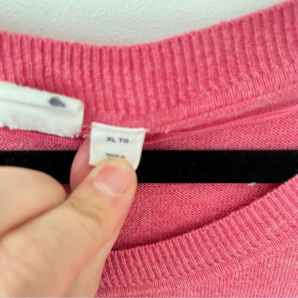 GAP Pink Heather Wide Round Neck Merino Wool Blend Crewneck Sweater - Picture 3 of 6